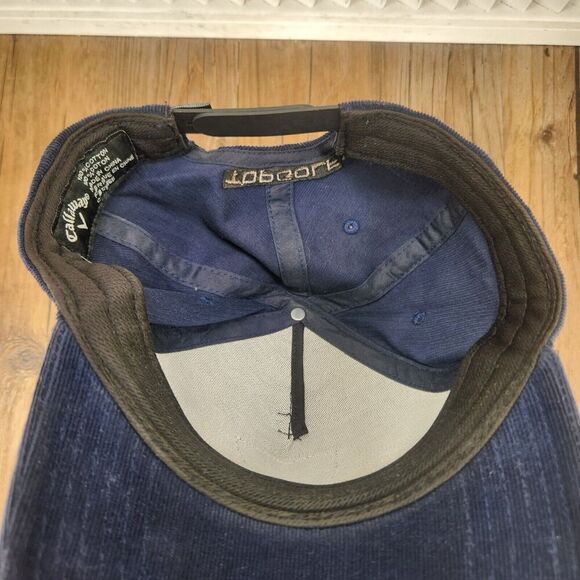 Callaway Top Golf Corduroy Snapback Hat Cap Blue Logo Casual Sports Preppy Style - Picture 9 of 10